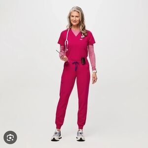 Figs Ultra Rose Scrub Top And Pants Size Sm
